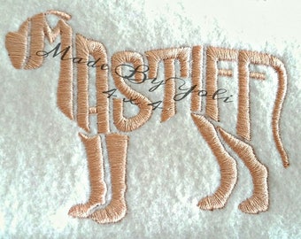 Embroidery Design Digitized Mastiff Text Fill 4 x 4