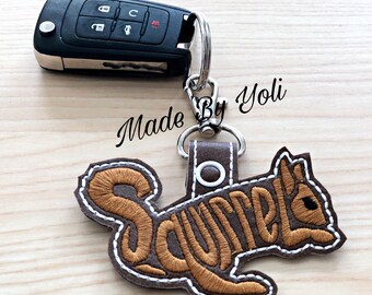 Embroidery Design Digitized Squirrel Text Fill Keychain 4 x 4