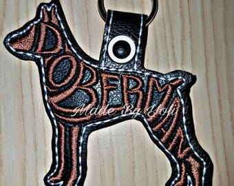 Embroidery Design Digitized Doberman Text Fill Keychain 4 x 4