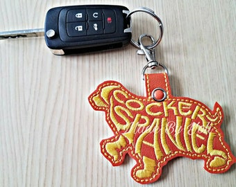 Embroidery Design Digitized Cocker Spaniel Text Fill Keychain 4 x 4