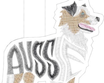 Embroidery Design Digitized 2025 Aussie Docked Tail Keychain 4 x 4