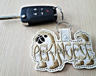 Embroidery Design Digitized Pekingese Text Fill Keychain 4 x 4