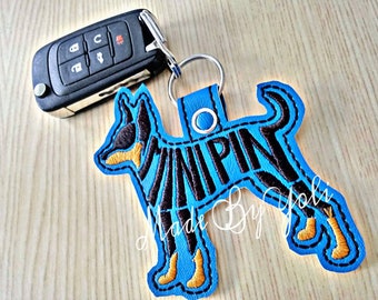 Embroidery Design Digitized Mini Pin Two Tone Text Fill Keychain 4 x 4