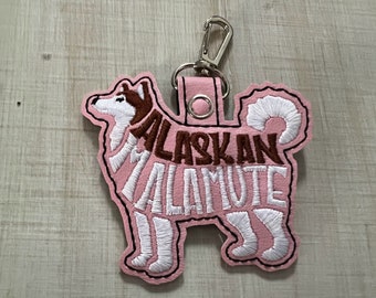 Embroidery Design Digitized Alaskan Malamute Keychain 4 x 4