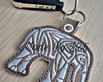 Embroidery Design Digitized Tribal Elephant Keychain 4 x 4