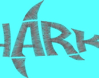 Embroidery Design Digitized Shark Text Fill 4 x 4