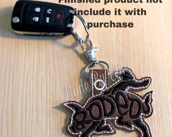 Embroidery Design Digitized Rodeo Bull Keychain 4 x 4