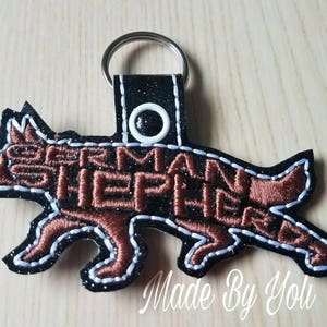 Embroidery Design Digitized German Shepherd Text Fill Keychain 4 x 4