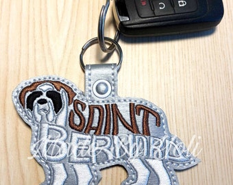 Embroidery Design Digitized Saint Bernard Text Fill Keychain 4 x 4
