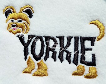 Embroidery Design Digitized Yorkie Two Tone Text Fill 4 x 4