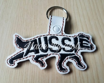 Embroidery Design Digitized Aussie Text Fill Keychain 4 x 4