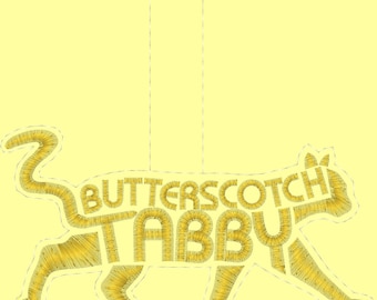 Embroidery Design Digitized Caduceus Butterscotch Tabby Cat Keychain 4 x 4
