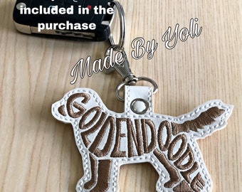 Embroidery Design Digitized Goldendoodle Text Fill Keychain 4 x 4