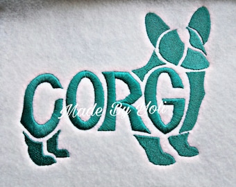 Embroidery Design Digitized Corgi Text Fill 5 x 7