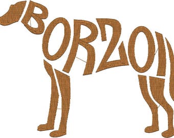 Embroidery Design Digitized Borzoi Text Fill 5 x 7