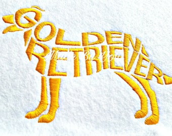 Embroidery Design Digitized Golden Retriever Text Fill 4 x 4