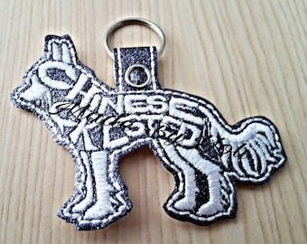 Embroidery Design Digitized Chinese Crested Dog Keychain 4 x 4