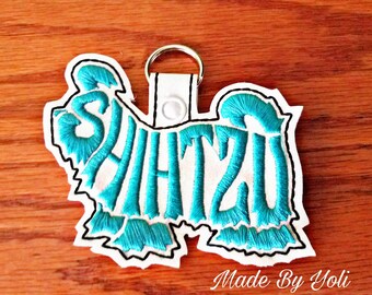 Embroidery Design Digitized Shih Tzu Text Fill Keychain 4 x 4