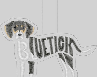 Embroidery Design Digitized 2023 Bluetick Coonhound Keychain 4 x 4
