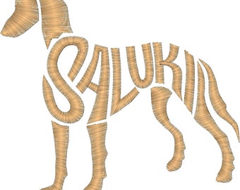 Embroidery Design Digitized Saluki Text Fill 4 x 4