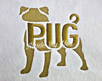 Embroidery Design Digitized Pug Text Fill 5 x 7