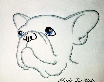 Bulldog 5 x 7 Outline Embroidery Design Digitized