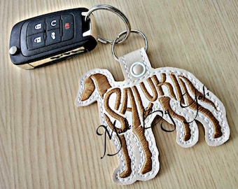 Embroidery Design Digitized Saluki Text Fill Keychain 4 x 4