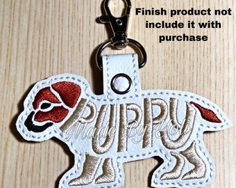 Embroidery Design Digitized PuppyText Fill Keychain 4 x 4