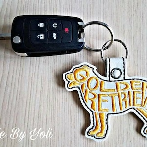 Embroidery Design Digitized Golden Retriever Text Fill Keychain 4 x 4
