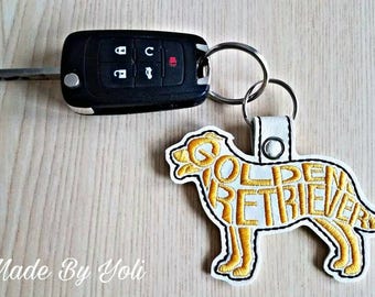 Embroidery Design Digitized Golden Retriever Text Fill Keychain 4 x 4