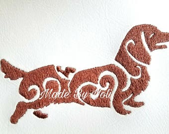 Embroidery Design Digitized Tribal Long Hair Dachshund Love 5 x 7