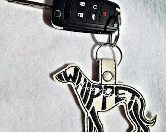Embroidery Design Digitized Whippet Dog Keychain 4 x 4