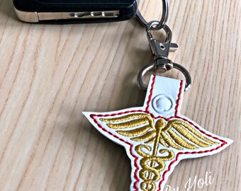 Caduceus Medical Symbol Keychain