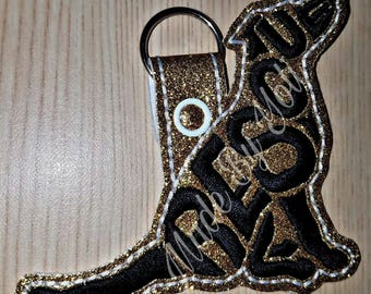 Embroidery Design Digitized RescueText Fill Keychain 4 x 4