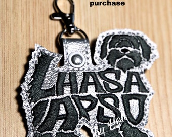 Embroidery Design Digitized Lhasa Apso Text Fill Keychain 4 x 4