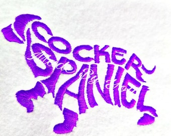 Embroidery Design Digitized Cocker Spaniel Text Fill 4 x 4