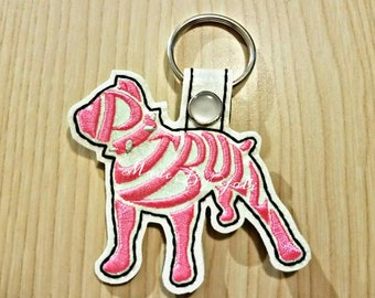 Embroidery Design Digitized Pit Bull Text Fill Keychain 4 x 4