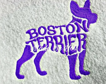 Embroidery Design Digitized Boston Terrier Text  5 x 7