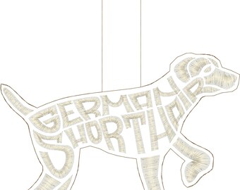 Embroidery Design Digitized German Shorthair Text Fill Keychain 4 x 4
