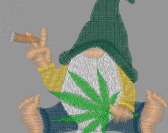 Stoner Gnome 4 x 4 Embroidery Design Digitized