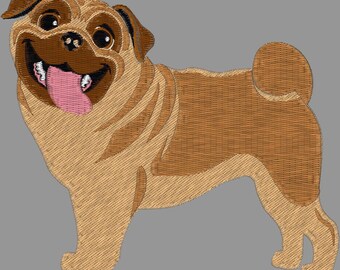 Embroidery Design Digitized Happy Pug 4 x 4