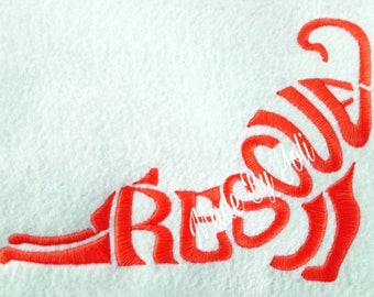 Embroidery Design Digitized Rescue Cat Text Fill 5 x 7