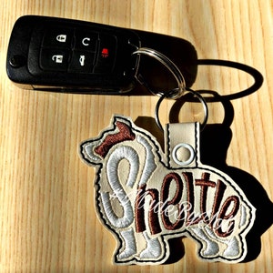 Embroidery Design Digitized SheltieText Fill Keychain 4 x 4