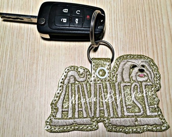 Embroidery Design Digitized Havanese Text Fill Keychain 4 x 4