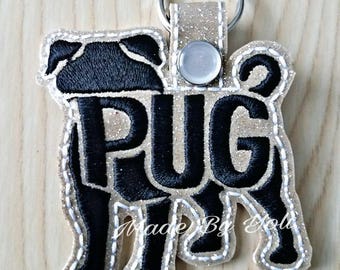 Embroidery Design Digitized Pug Text Fill Keychain 4 x 4