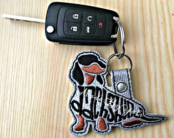 Embroidery Design Digitized Dachshund Black and Tan Text Fill Keychain 4 x 4