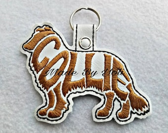 Embroidery Design Digitized Collie Text Fill Keychain 4 x 4