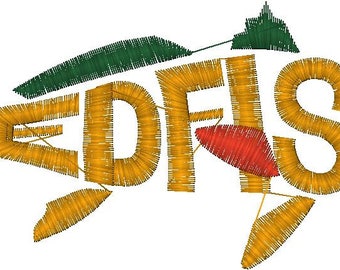 Embroidery Design Digitized Redfish Text Fill 4 x 4