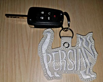 Embroidery Design Digitized Persian Cat Keychain 4 x 4