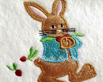 Embroidery Design Digitized Rabbit Radish 4 x 4 Applique